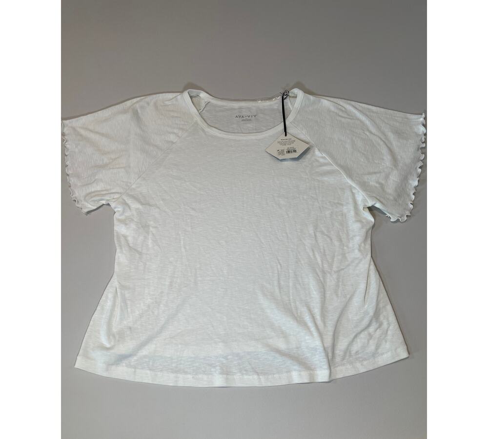 Ava & Viv White Scoop‑Neck Tee Size 2X New With Tag